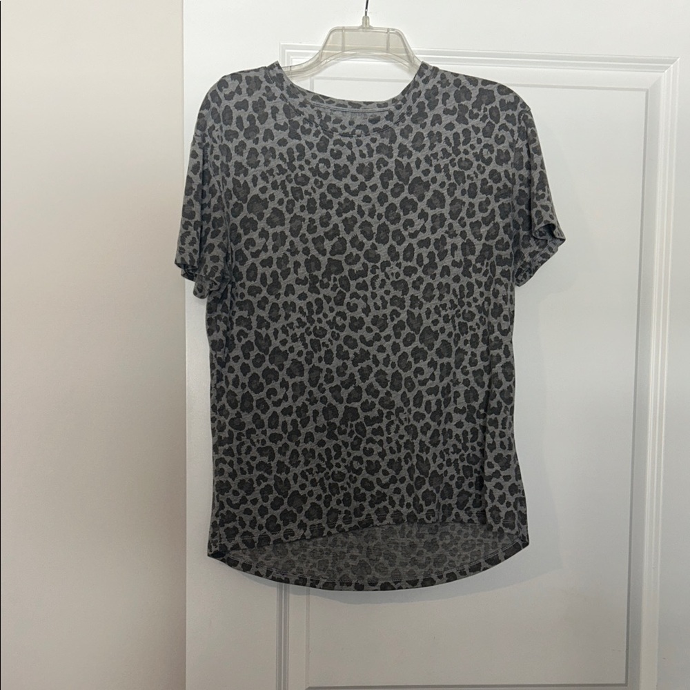 Zoe + Liv Charcoal Leopard Print Short Sleeve Tee